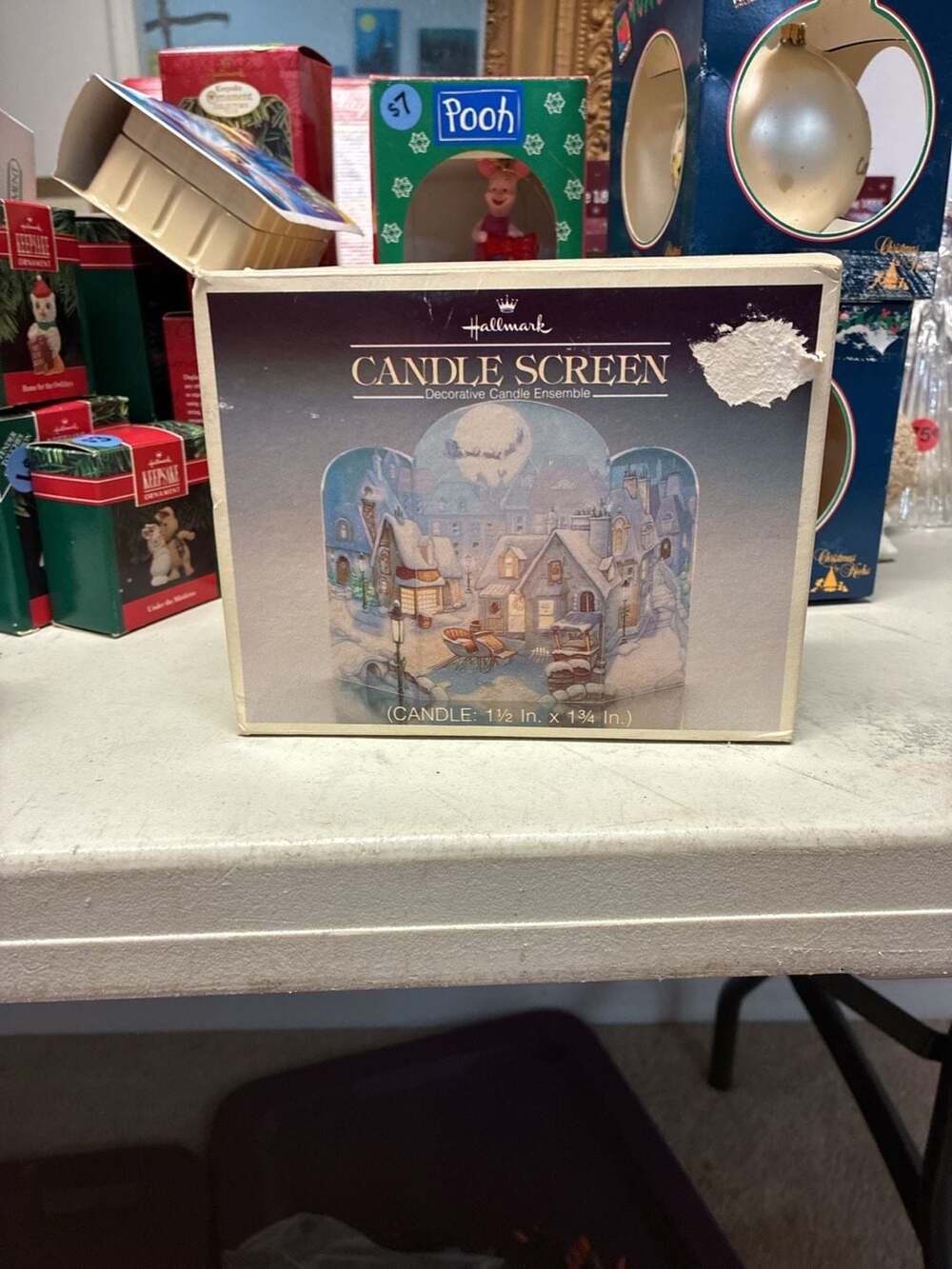 Hallmark Candle Screen Decorative Candle Ensemble Winter Village Scene
